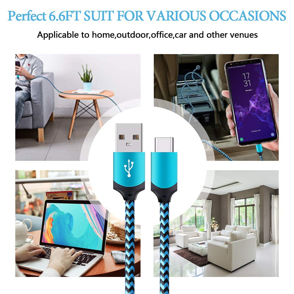 USB C Cable for Iphone 17E 17 Air 16E 16 15 Pro Max 15Pro, Type C Cable Fast Charging Phone Charger Braided Android Cord for Samsung Galaxy S16 S25 S24 Ultra S23 A17 Google Pixel 9A 10 USBC Wire
