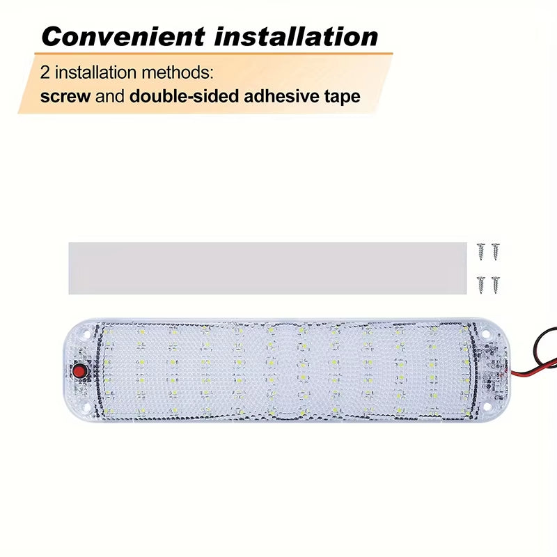 12V-80V 72LED Interior Light Bar Strip Light with Switch LED Car Interior Lamp Lighting Camper Bus Motorhome Boat Roof Light
